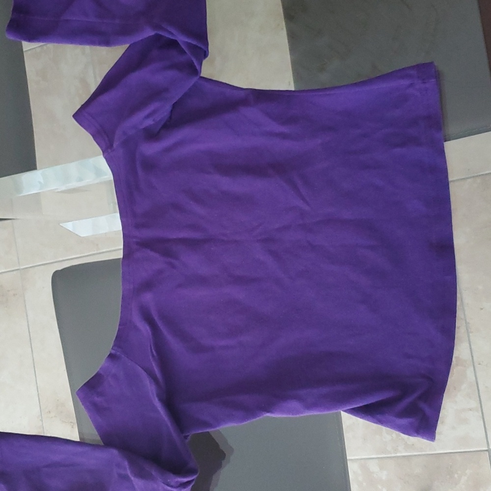 American Spirit purple cropped stretch top